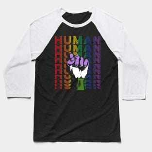 Pride LGBT Strong Hand Genderqueer human Gay Rainbow Gift Baseball T-Shirt